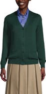 Lands' End School Uniform  Cotton Modal Button Front Cardigan Sweater
