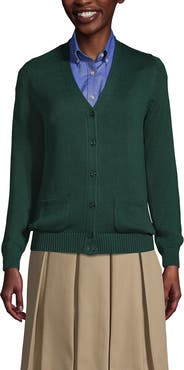 Lands' End School Uniform Cotton Modal Button Front Cardigan Sweater