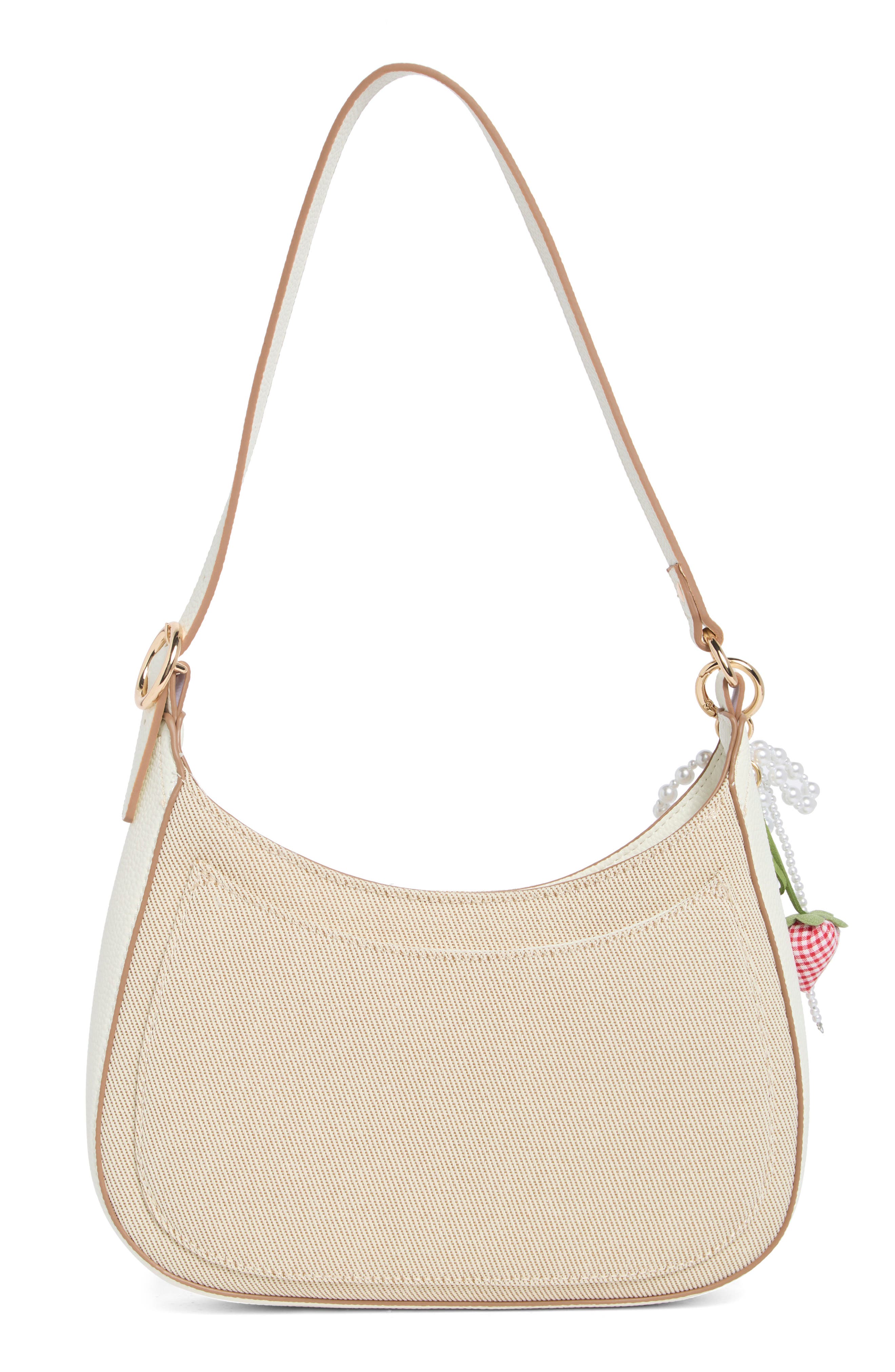 Nanette Lepore Crescent Twill Shoulder Bag, Alternate, color, Twill-Chalk