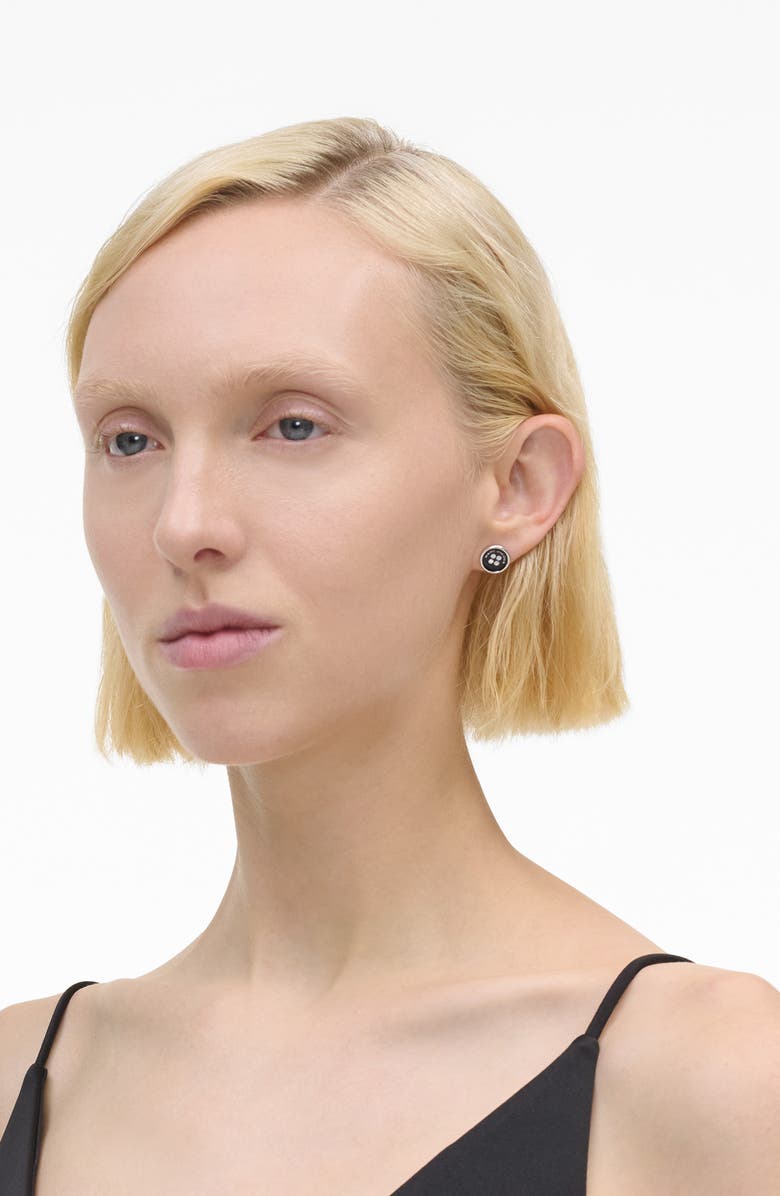 Marc Jacobs The Button Stud Earrings, Alternate, color, Silver/Black
