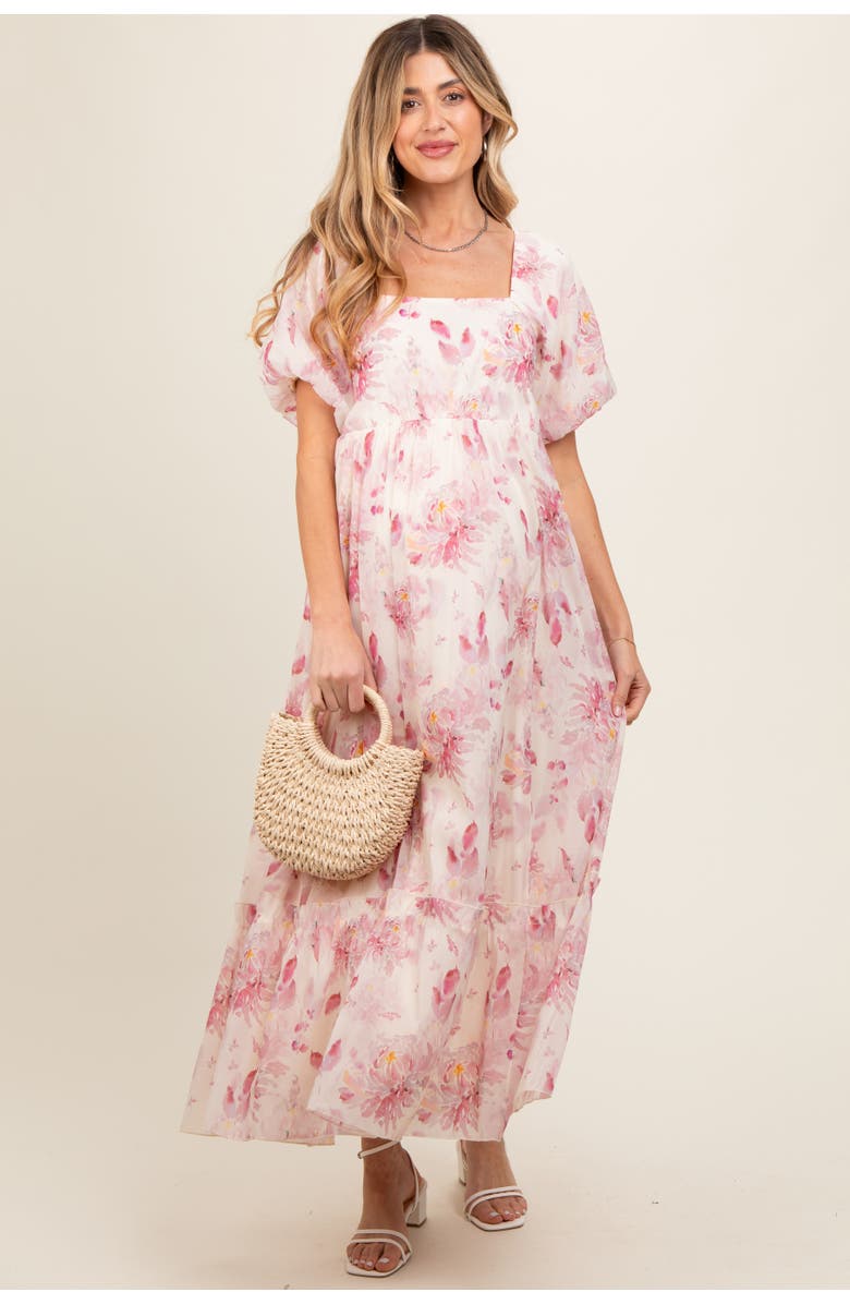 PinkBlush Puff Sleeve Square Neck Dress, Alternate, color, Red