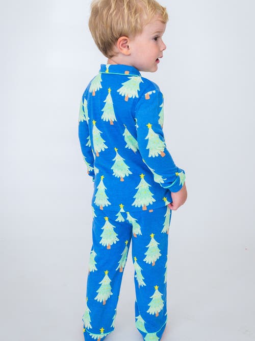 Rufflebutts Gender Inclusive Button Up Pajama Set In Blue
