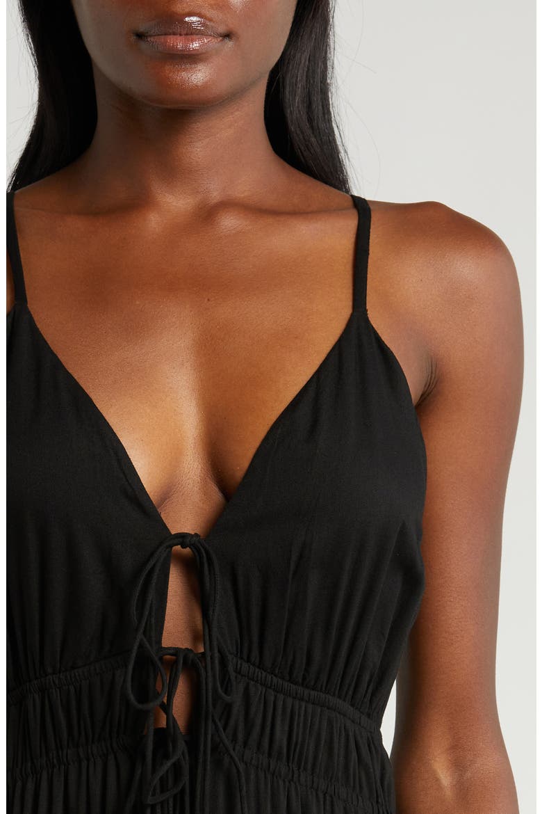 Tie Front Cover-Up Maxi Dress, Alternate, color, BLACK