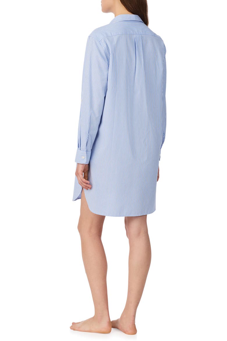 Print Cotton Sleepshirt, Alternate, color, BLUE STP