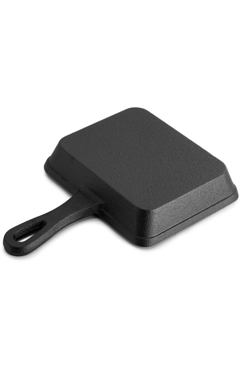 Megachef Mini Cast Iron Square Pan with Wood Tray, Alternate, color, Black