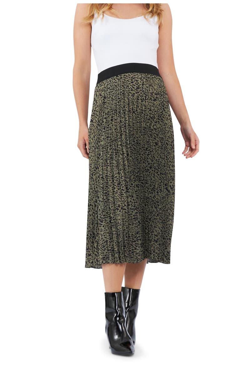 Ripe Maternity Cleo Pleat Skirt, Alternate, color, Khaki / Black