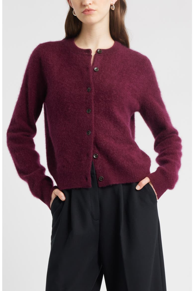 Brushed Cashmere Cardigan, Main, color, BURGUNDY FIELD