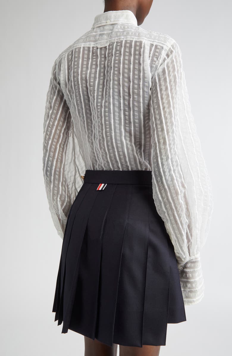 Thom Browne Transparent Stripe Classic Button-Down Shirt, Alternate, color, 