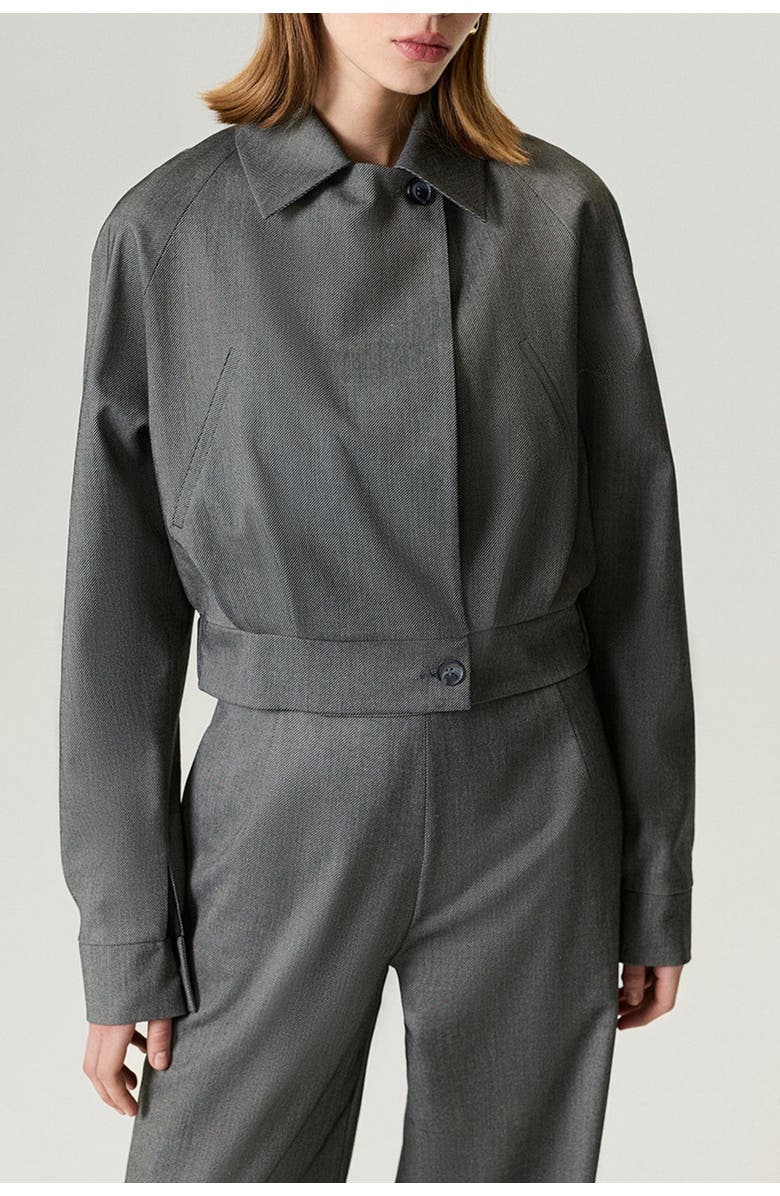 Nocturne Waistband Detail Bomber Jacket, Alternate, color, Dark Grey