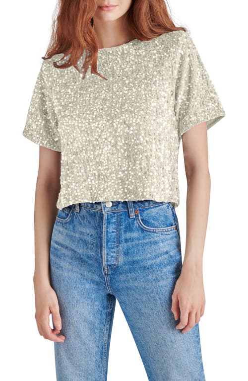 Steve Madden Cressa Sequin T-Shirt in Ivory 