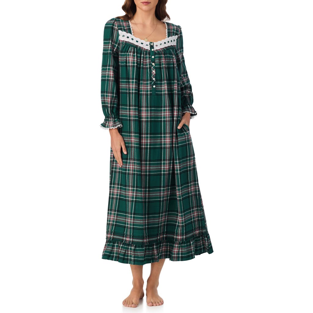 Eileen West Flannel Ballet Nightgown In Green