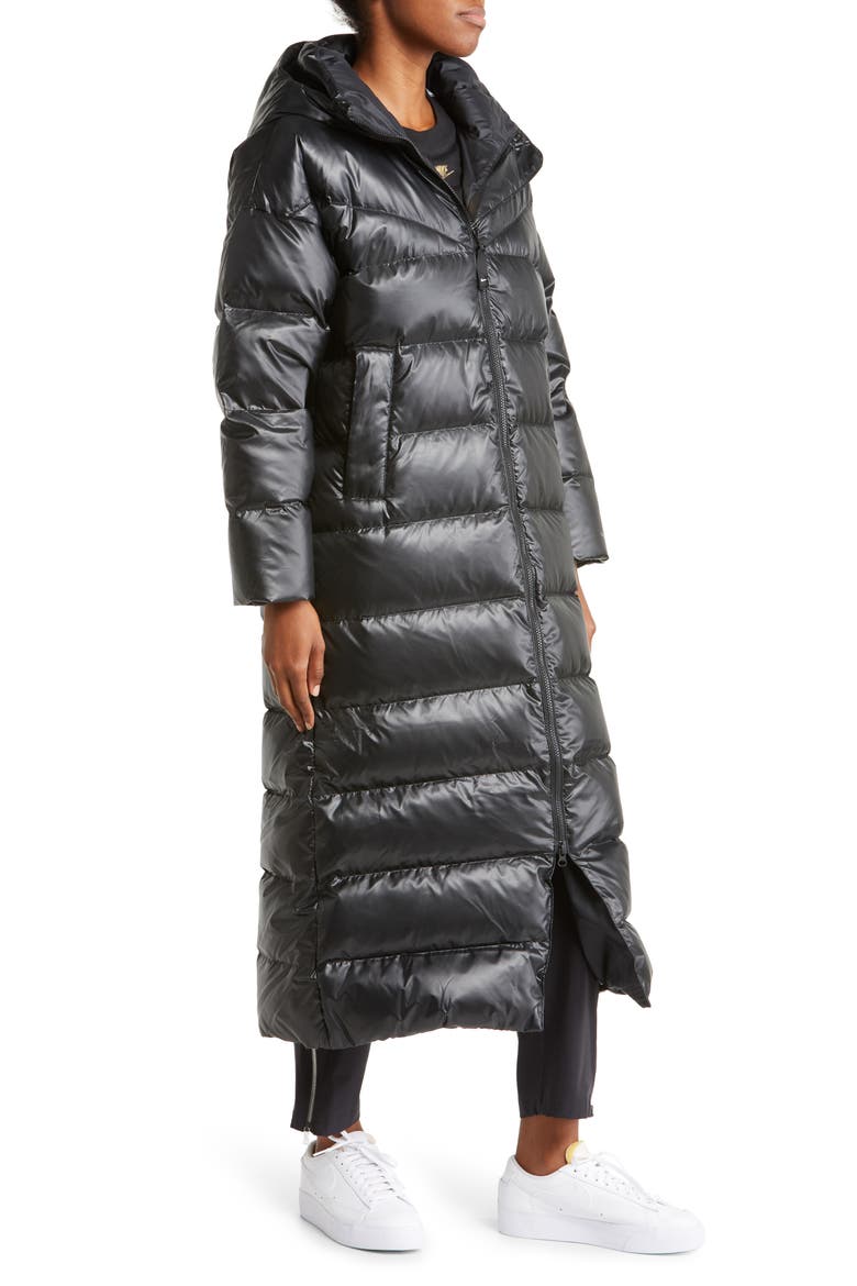 Sportswear City Quilted Longline Down Parka, Alternate, color, BLACK/ WHITE