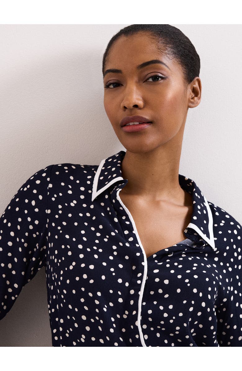 Phase Eight Rita Printed Collared Button-Up Shirt, Alternate, color, Navy/Ivory