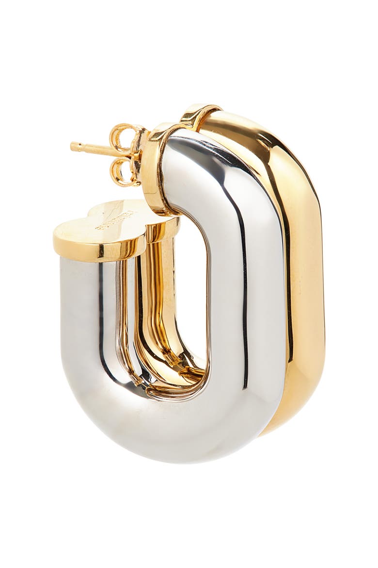 XL Link Two-Tone Hoop Earrings, Alternate, color, GOLD / SILVER