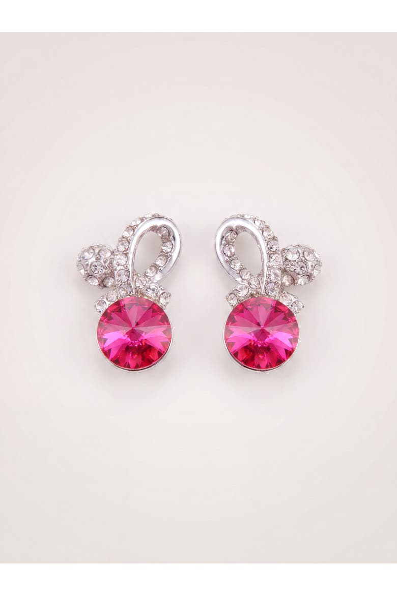Crystal Flower Drop Earrings, Main, color, Pink