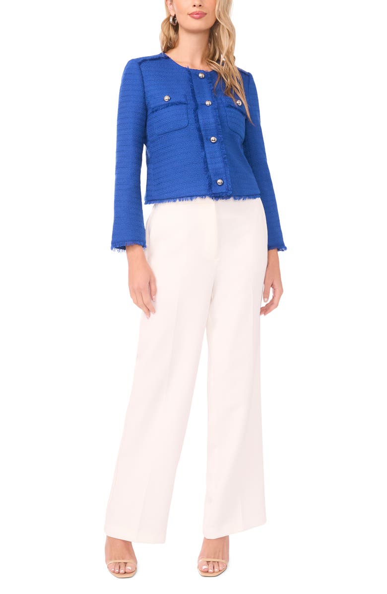 Vince Camuto Crop Tweed Jacket, Alternate, color, Deep Blue