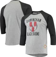 STITCHES Men's Stitches Heathered Gray/Black Birmingham Black Barons Negro League Wordmark Raglan 3/4-Sleeve T-Shirt