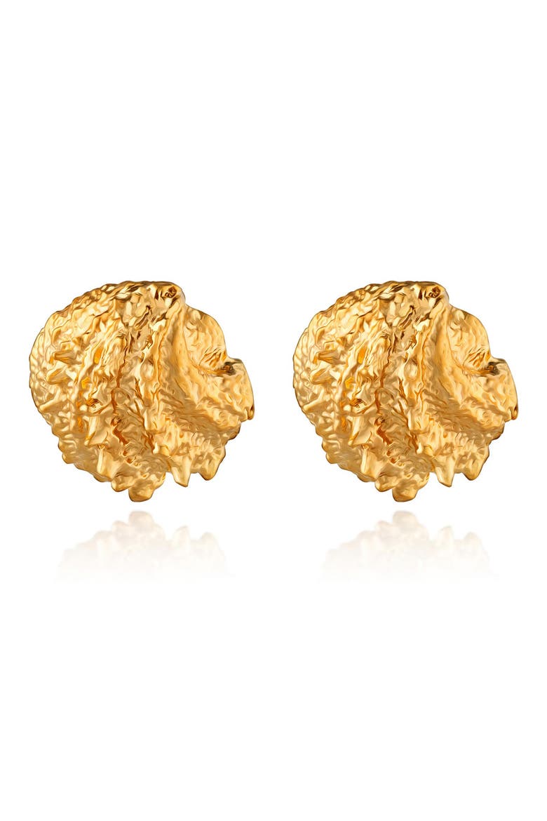 Small Shell Stud Earrings, Alternate, color, 14K GOLD