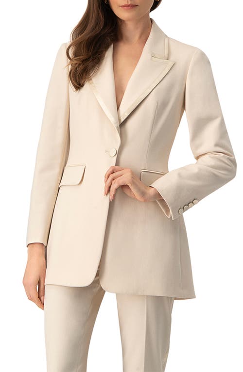 Ivonne Tailored Blazer With Satin Lapel In White