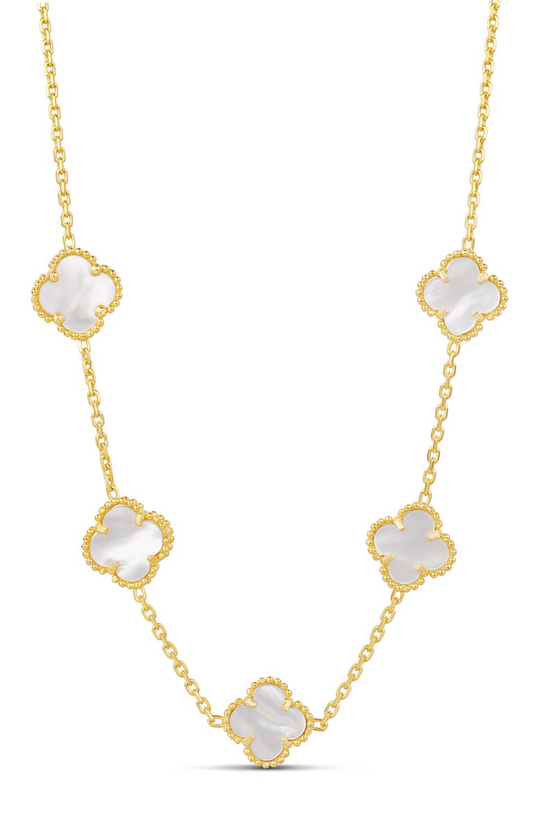 SHYMI Clover Frontal Necklace, Main, color, Gold/ Mother Of Pearl