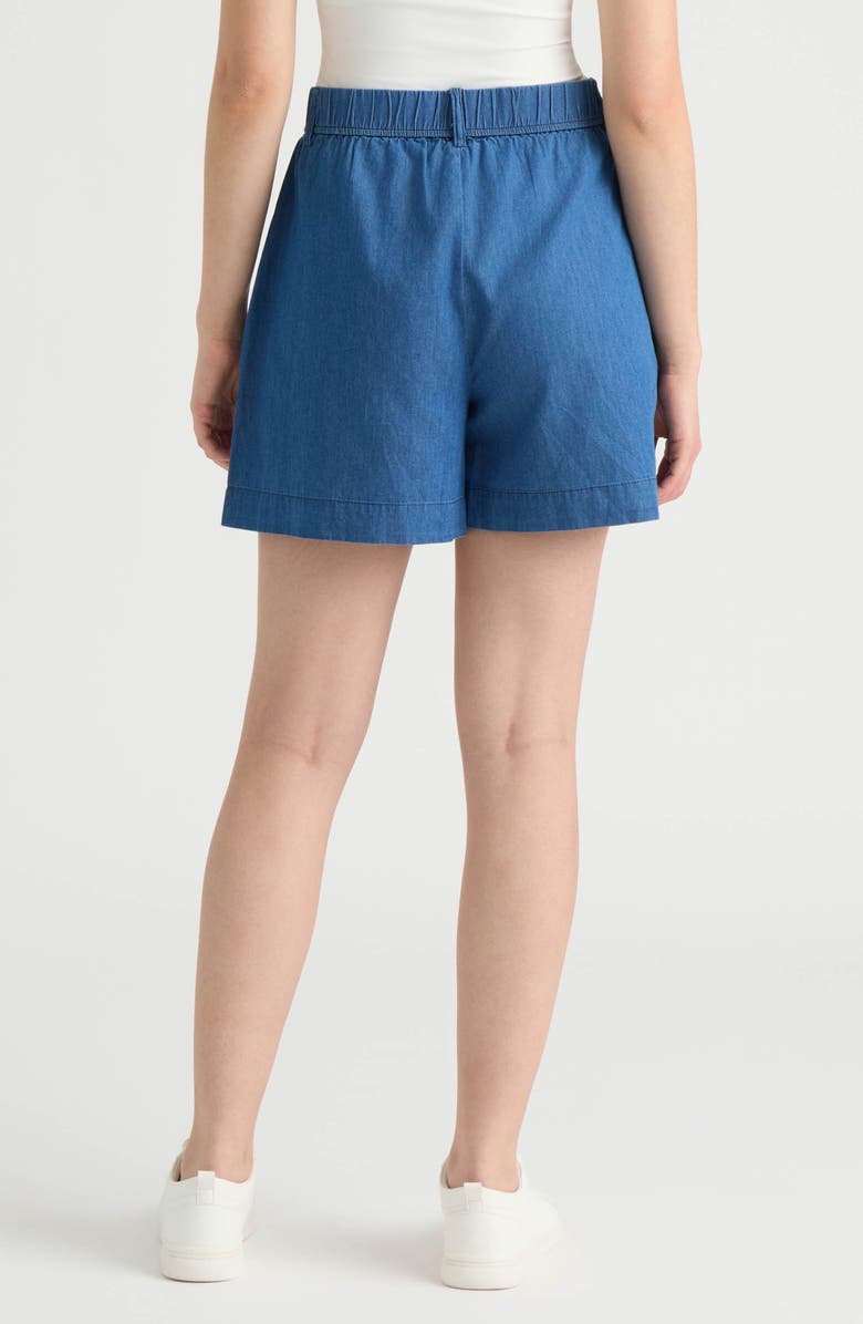 NVLT Faux Pearl Beaded Denim Shorts, Alternate, color, Denim Blue