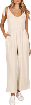Petal & Pup Ayla Tie Shoulder Wide Leg Linen Jumpsuit