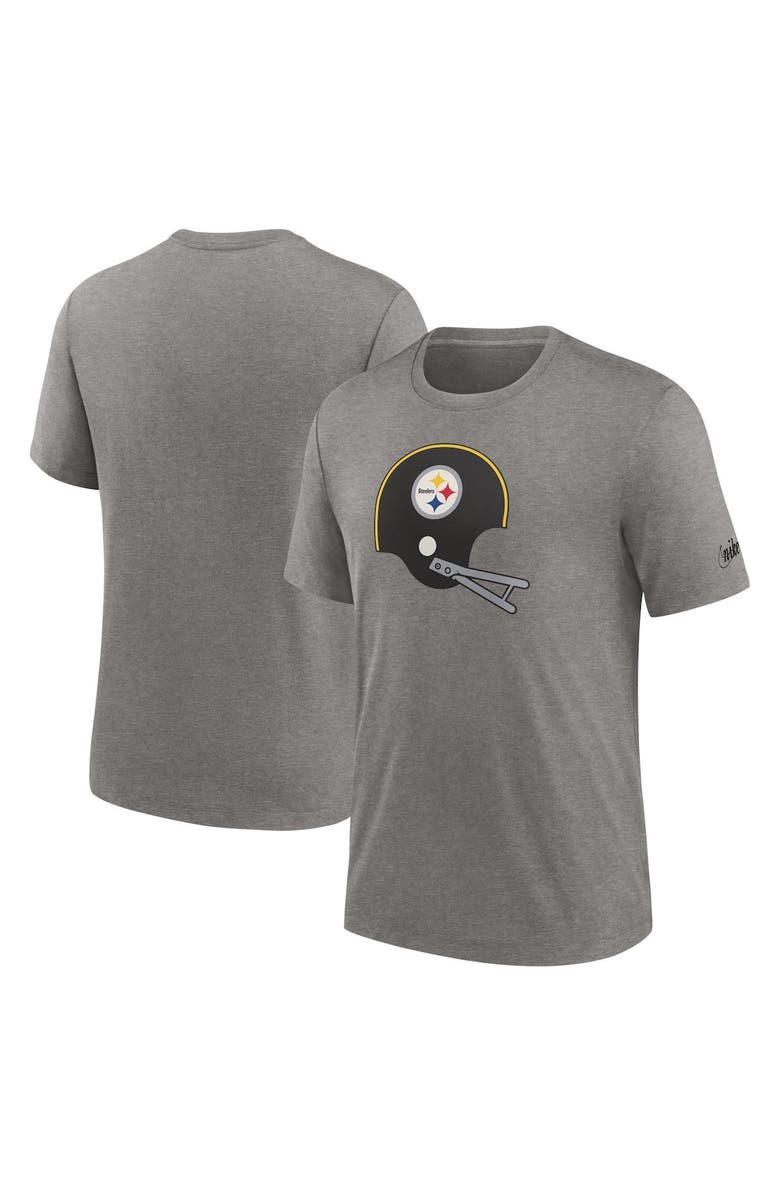 Nike Men's Nike Heather Charcoal Pittsburgh Steelers Rewind Logo Tri-Blend T-Shirt, Main, color, 