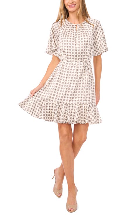 Medallion Print Short Sleeve Dress