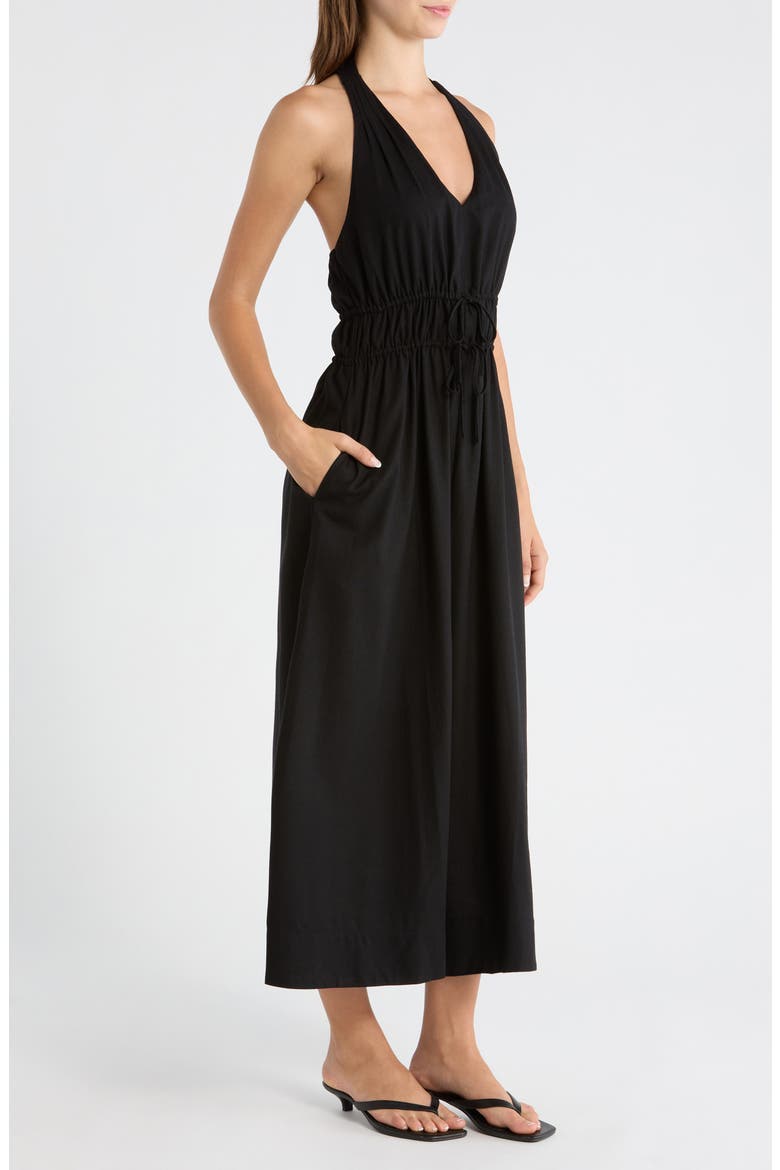 Alysha Halter Midi Dress, Alternate, color, BLACK