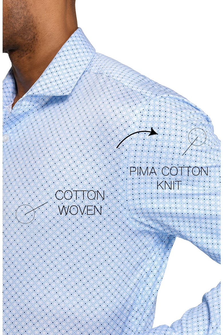 Slim Fit Cross Geo Reworked Button-Up Shirt, Alternate, color, WHITE/ BLUE