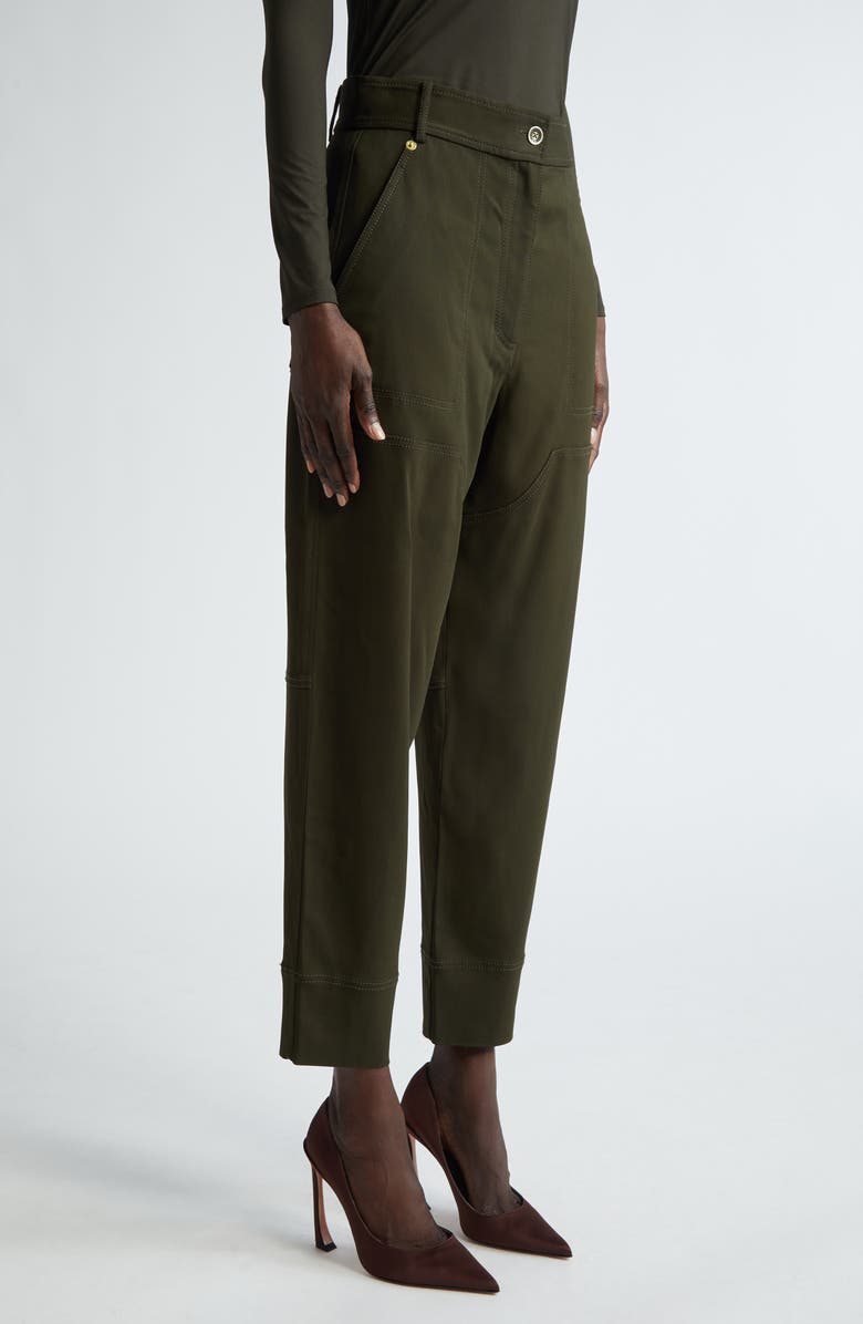 ST. JOHN Stretch Twill Tapered Ankle Pants, Alternate, color, Cypr Cypress