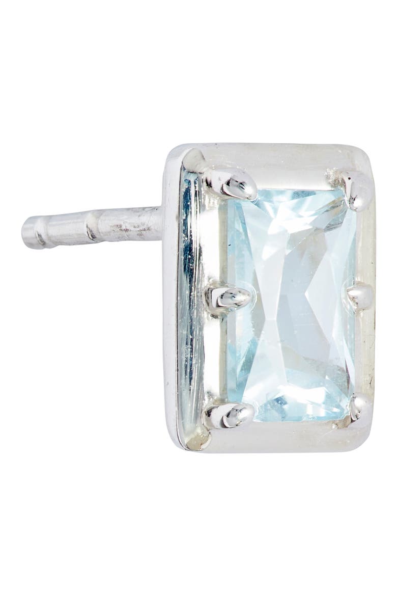 Dew Drop Baguette Topaz Stud Earrings, Alternate, color, SILVER / BLUE