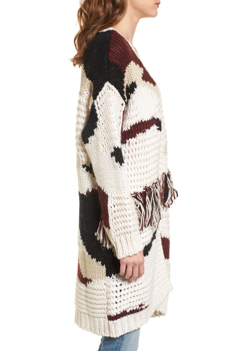 Chunky Fringe Cardigan, Alternate, color, PLUM
