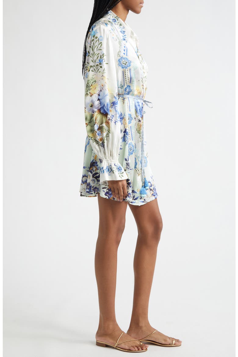 Floral Belted Long Sleeve Silk Shirtdress, Alternate, color, MY HOMESPUN HEART
