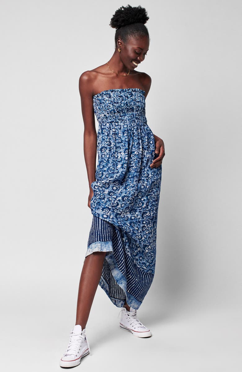 Faherty Margarita Strapless Linen Maxi Dress, Alternate, color, 