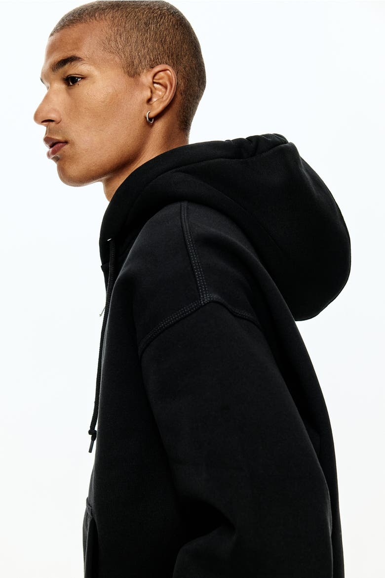 Oversized Fit Zip-through Hoodie, Alternate, color, Black
