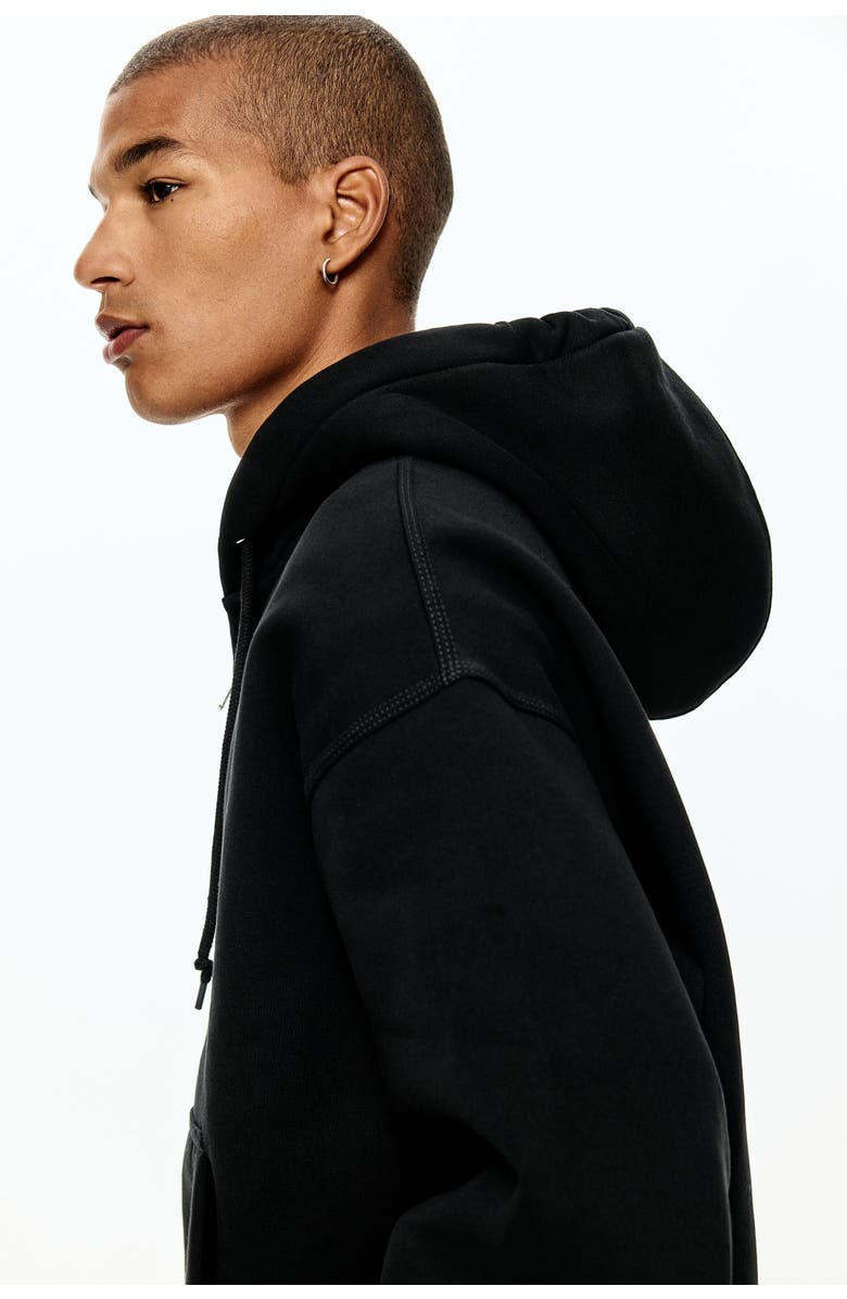 H&M Oversized Fit Zip-through Hoodie, Alternate, color, Black
