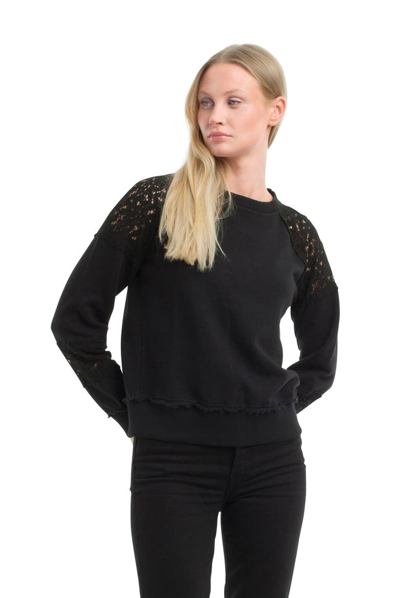 Sweatshirt with Lace Details, Alternate, color, Black