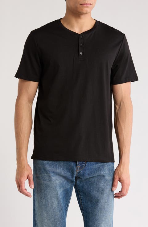 Cotton Blend Henley T-Shirt