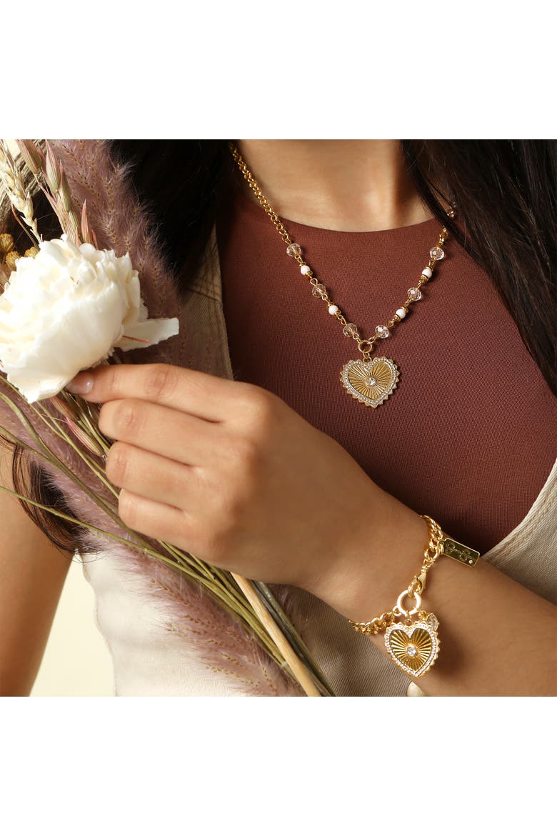 Heart Charm Bracelet, Alternate, color, Gold