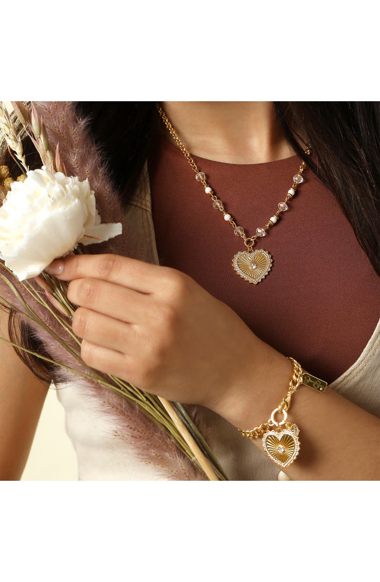 Jessica Simpson Heart Charm Bracelet, Alternate, color, Gold