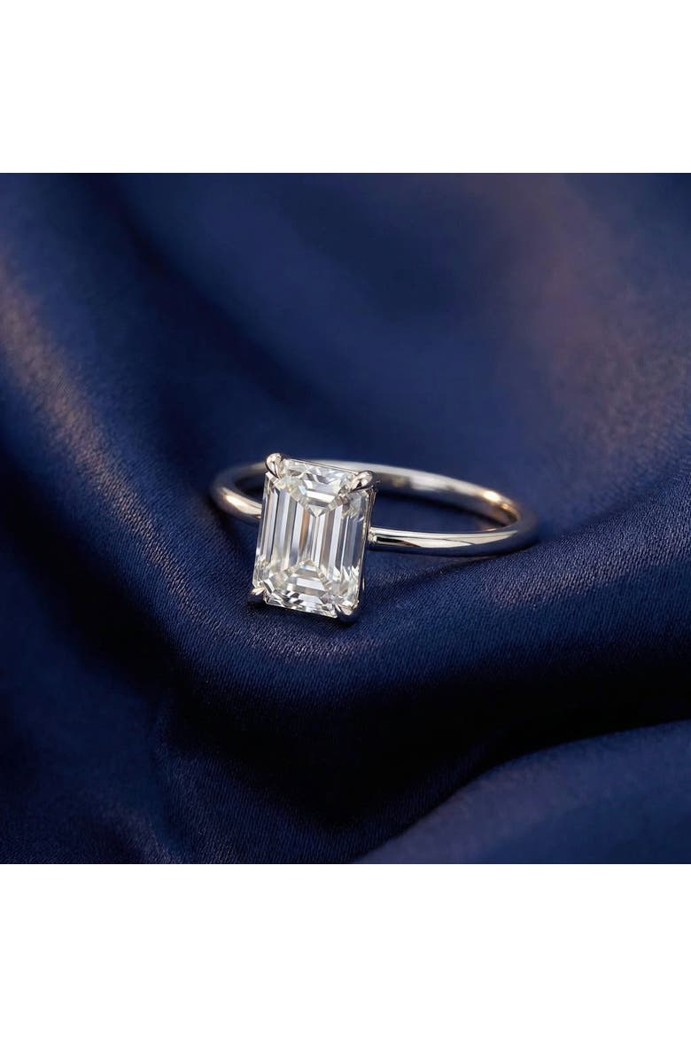 Certified 4Ct Emerald Cut Solitaire Diamond Engagement Ring Lab Grown 14k, Alternate, color, 14k White Gold