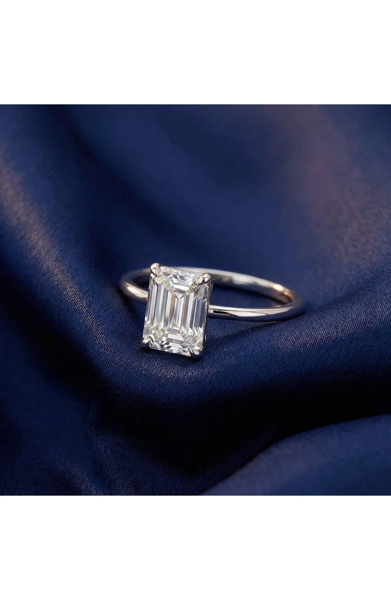 Bliss Diamond Certified 4Ct Emerald Cut Solitaire Diamond Engagement Ring Lab Grown 14k, Alternate, color, 14K White Gold