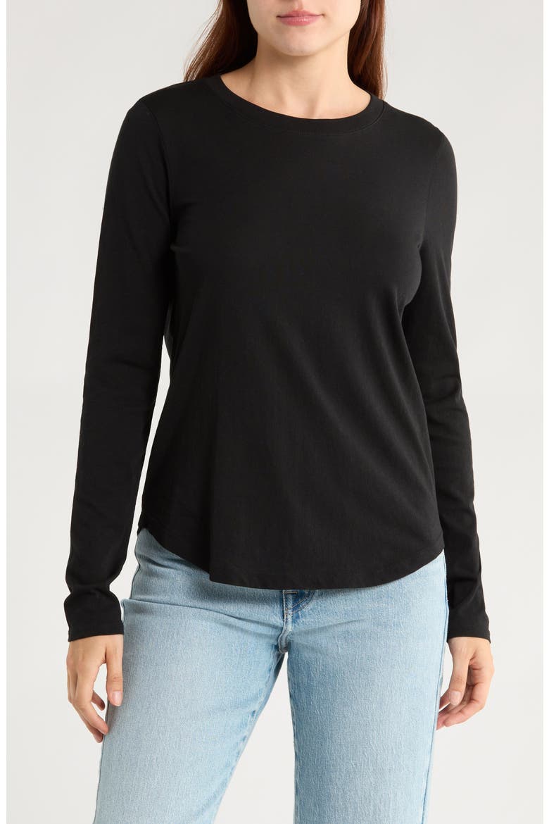 Soft Fade Long Sleeve T-Shirt, Main, color, JET BLACK