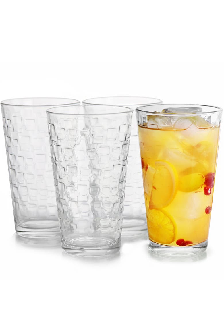 Great Foundations 4-Piece 16 oz. Tumbler Set, Square Pattern, Main, color, Clear