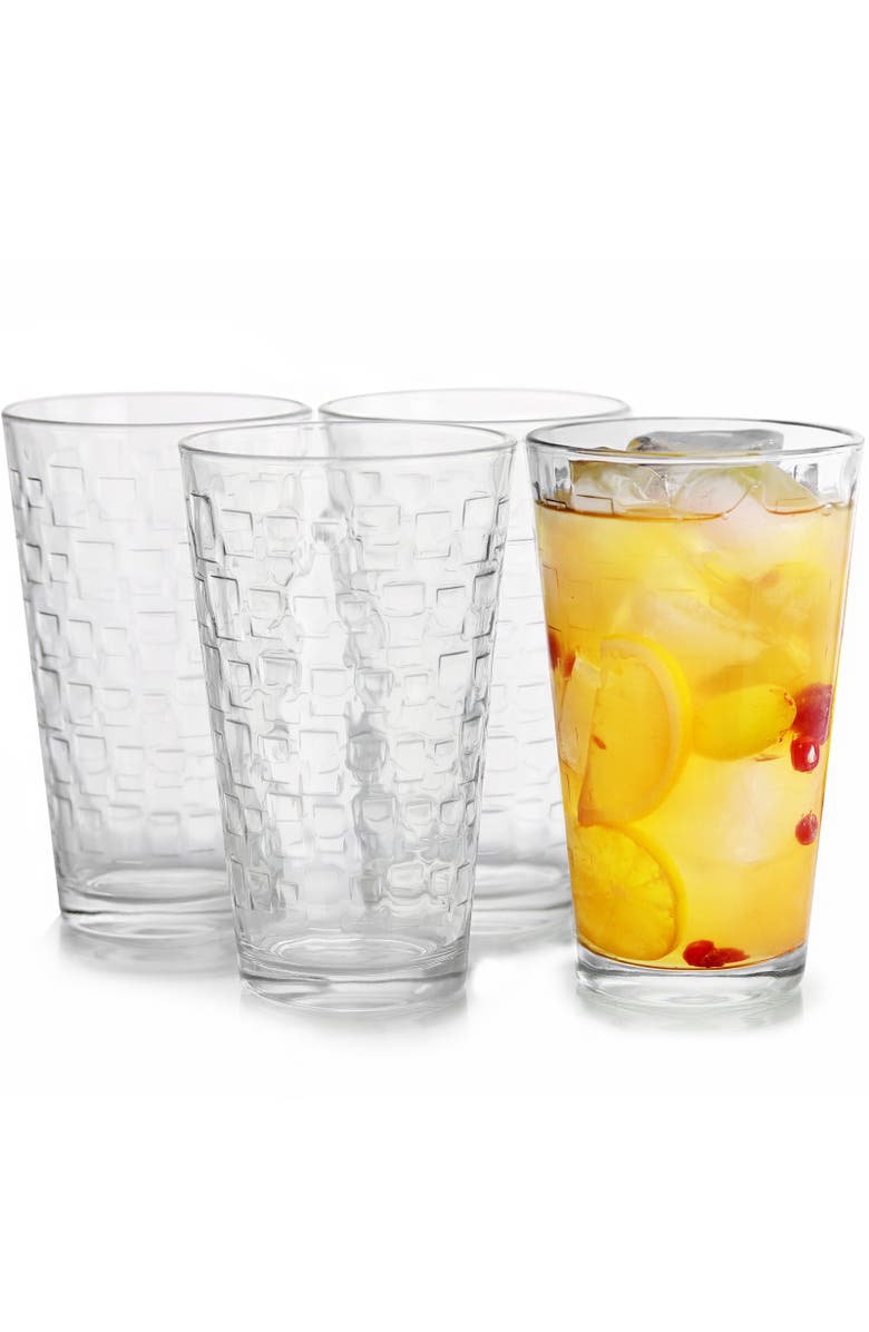 Gibson Home Great Foundations 4-Piece 16 oz. Tumbler Set, Square Pattern, Main, color, Clear
