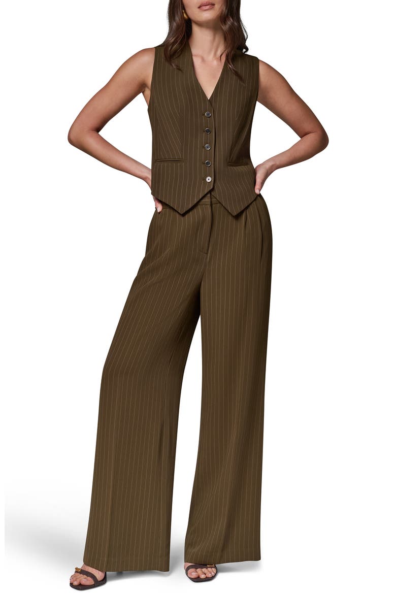 Pinstripe Vest, Alternate, color, OLVE BRINE