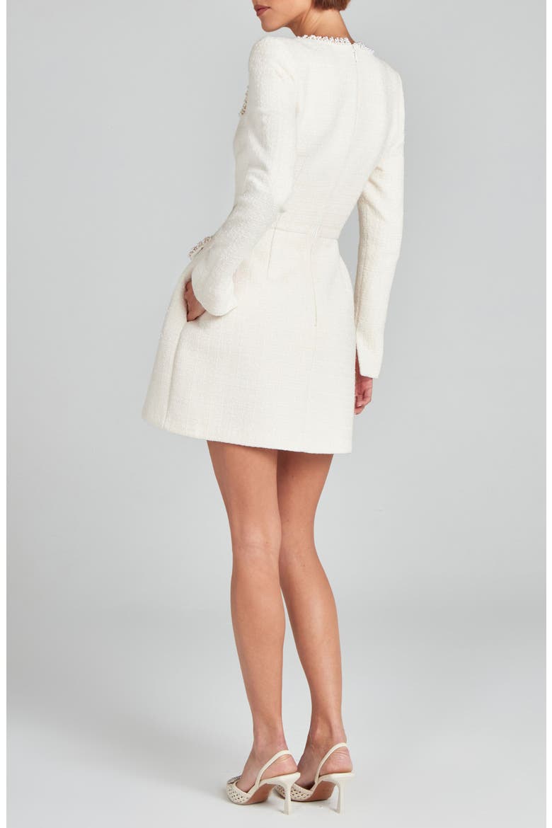 Natalie Beaded Long Sleeve Sheath Minidress, Alternate, color, CREAM
