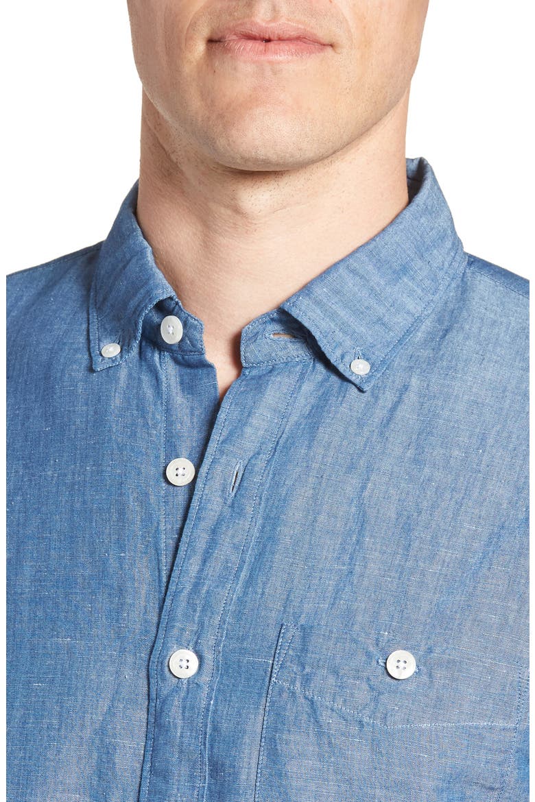 Patch Pocket Chambray Sport Shirt, Alternate, color, INDIGO