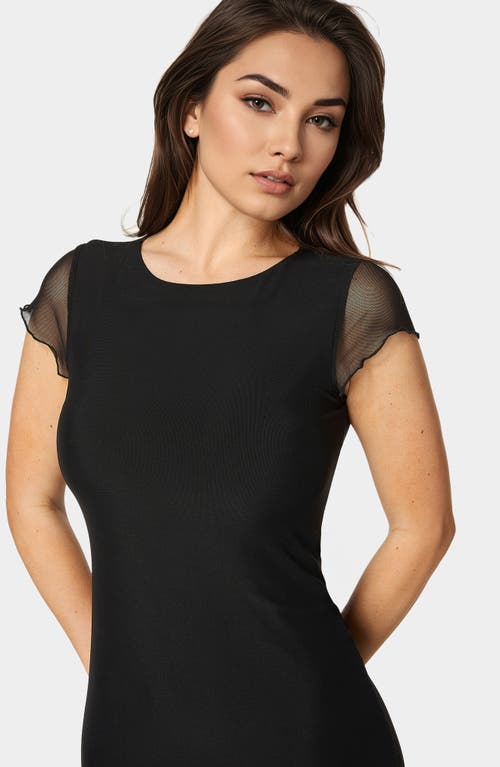 Bebe Powermesh Midi T-shirt Dress In Black